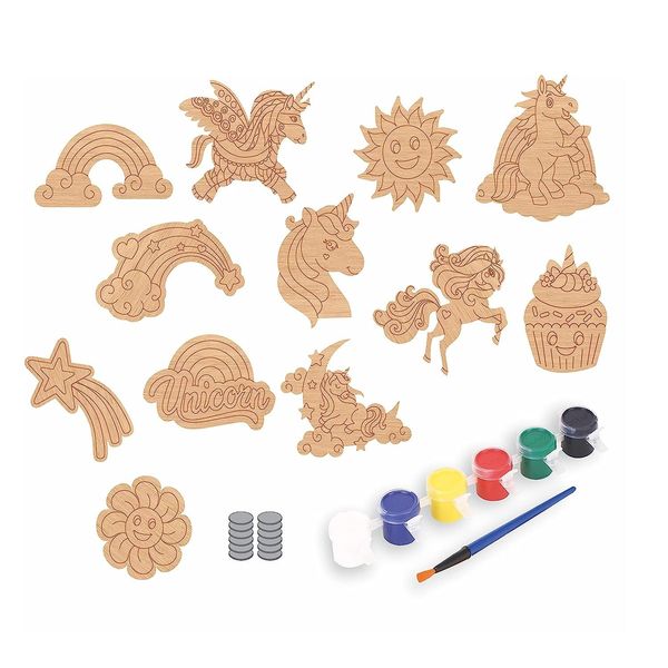 Unicorn Fridge Magnet Wooden DIY Kit for Kids & Adults - Multicolor